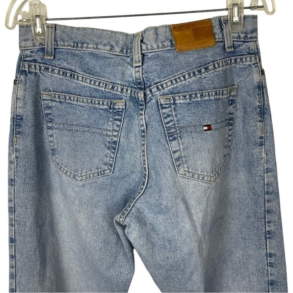 TOMMY HILFIGER Y2K VINTAGE LIGHT WASH FADED COTTON DENIM BLUE BOOTCUT JEANS - Picture 6 of 15